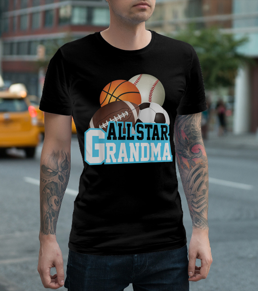 All Star Grandma Fan Club Women Game Day Sports T-Shirt