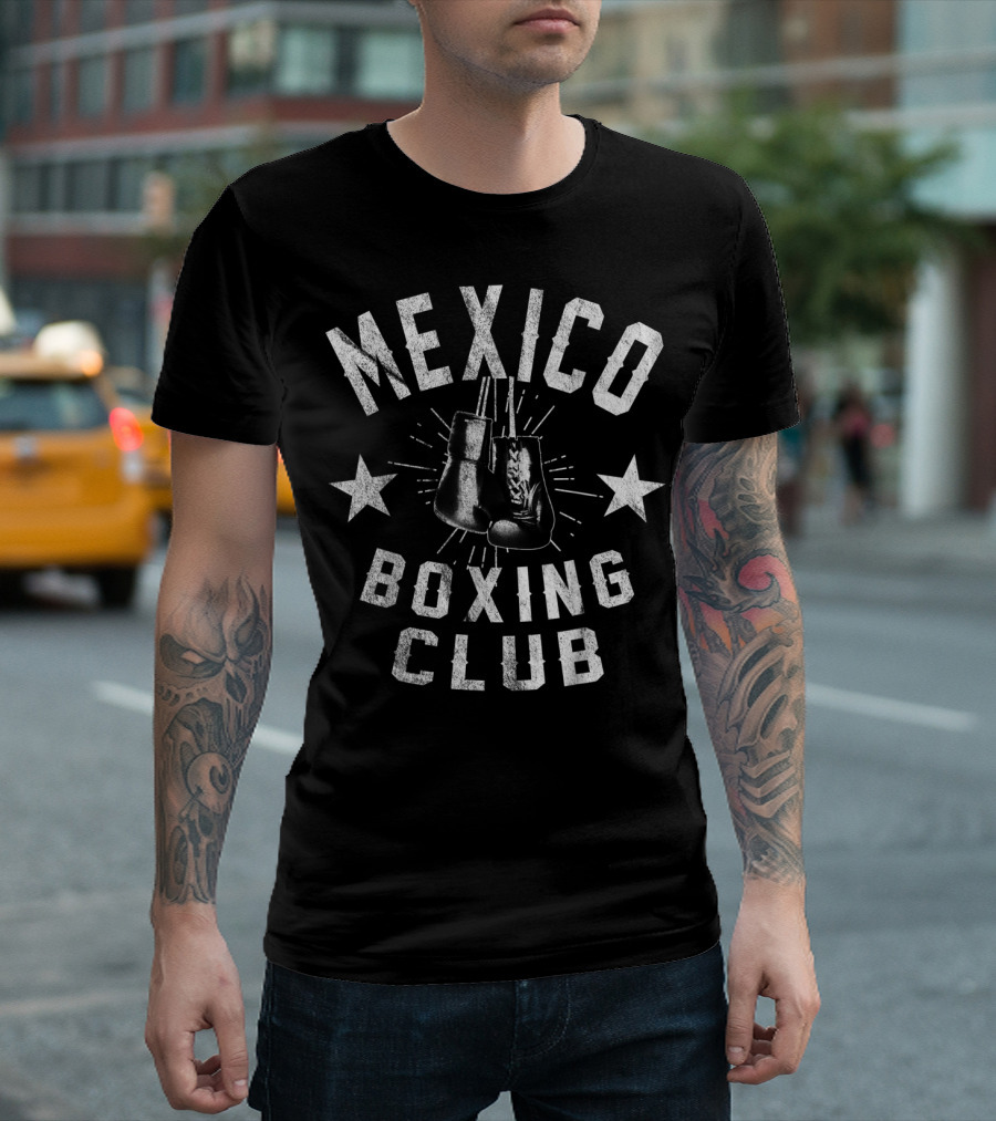 Mexico Boxing Club Vintage Distressed Boxing Gloves Stars T-Shirt