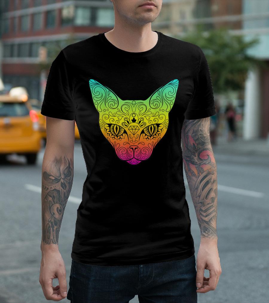 Techno Trance EDM Day Of The Dead Cat T-Shirt