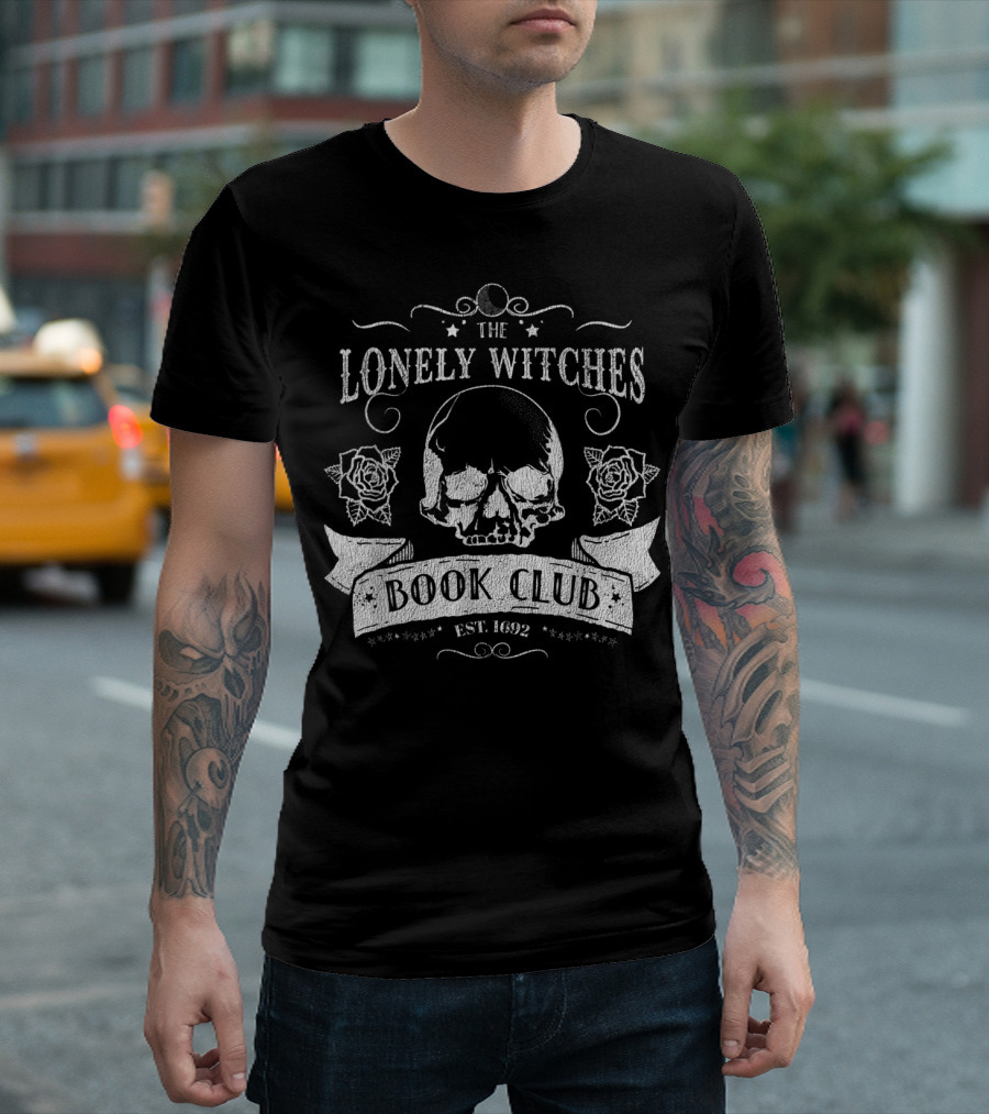 The Lonely Witches Book Club Skull Roses Est. 1692 T-Shirt