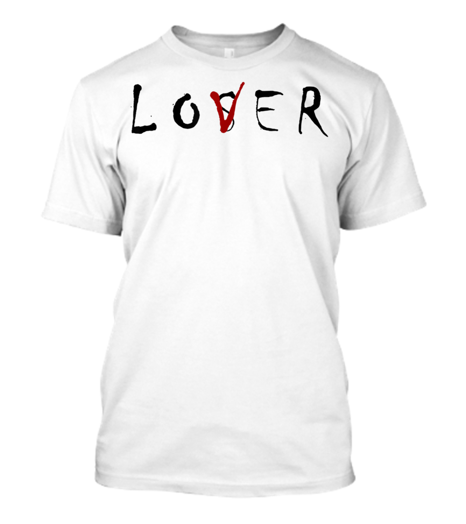 Lover With Strikethrough Red V In Minimalist T-Shirt