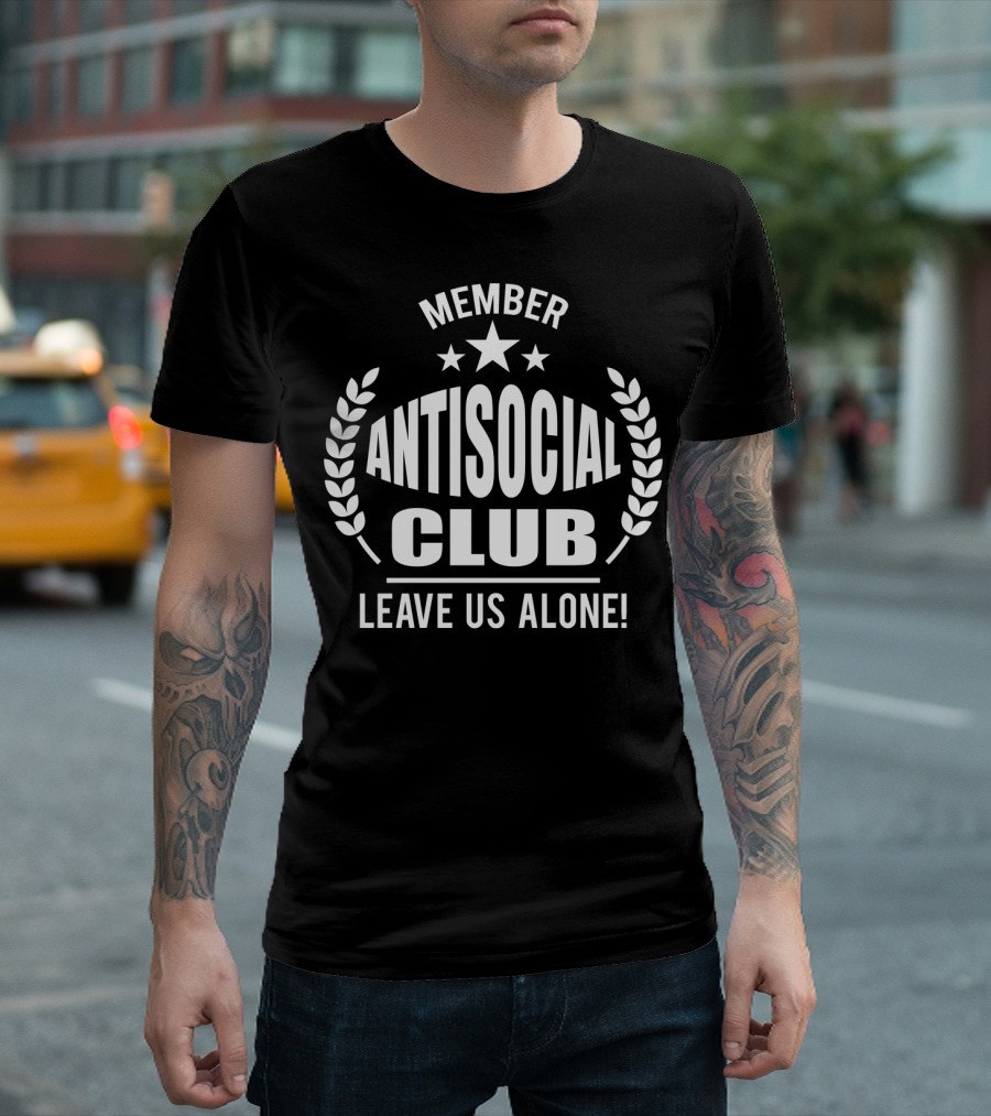 Member Antisocial Club Leave Us Alone Star Laurel Emblem T-Shirt