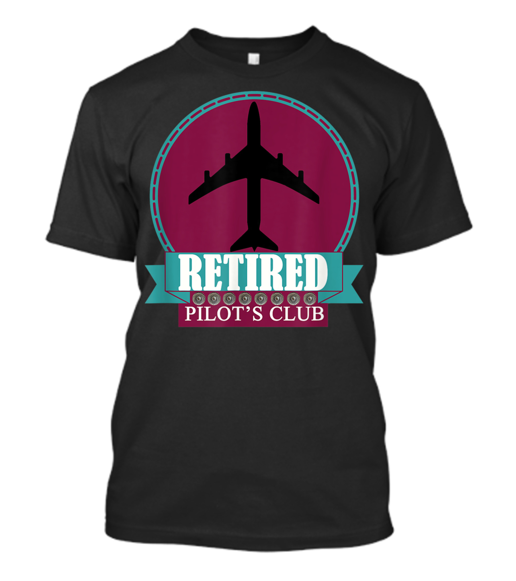 Retired Pilot's Club Airplane Silhouette Badge T-Shirt