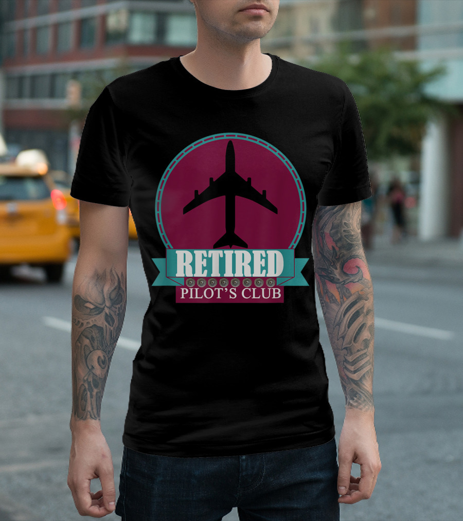 Retired Pilot's Club Airplane Silhouette Badge T-Shirt