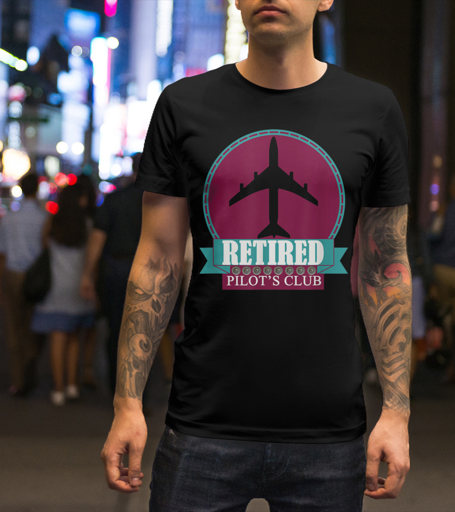 Retired Pilot's Club Airplane Silhouette Badge T-Shirt
