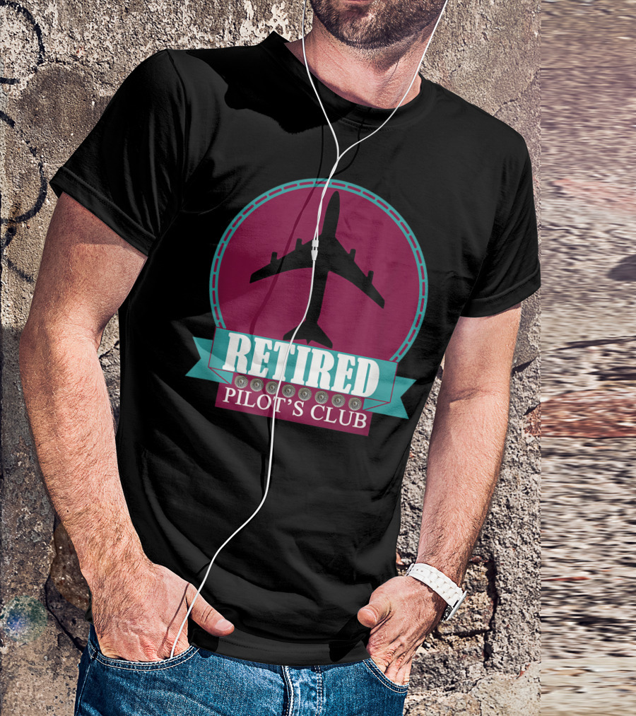 Retired Pilot's Club Airplane Silhouette Badge T-Shirt