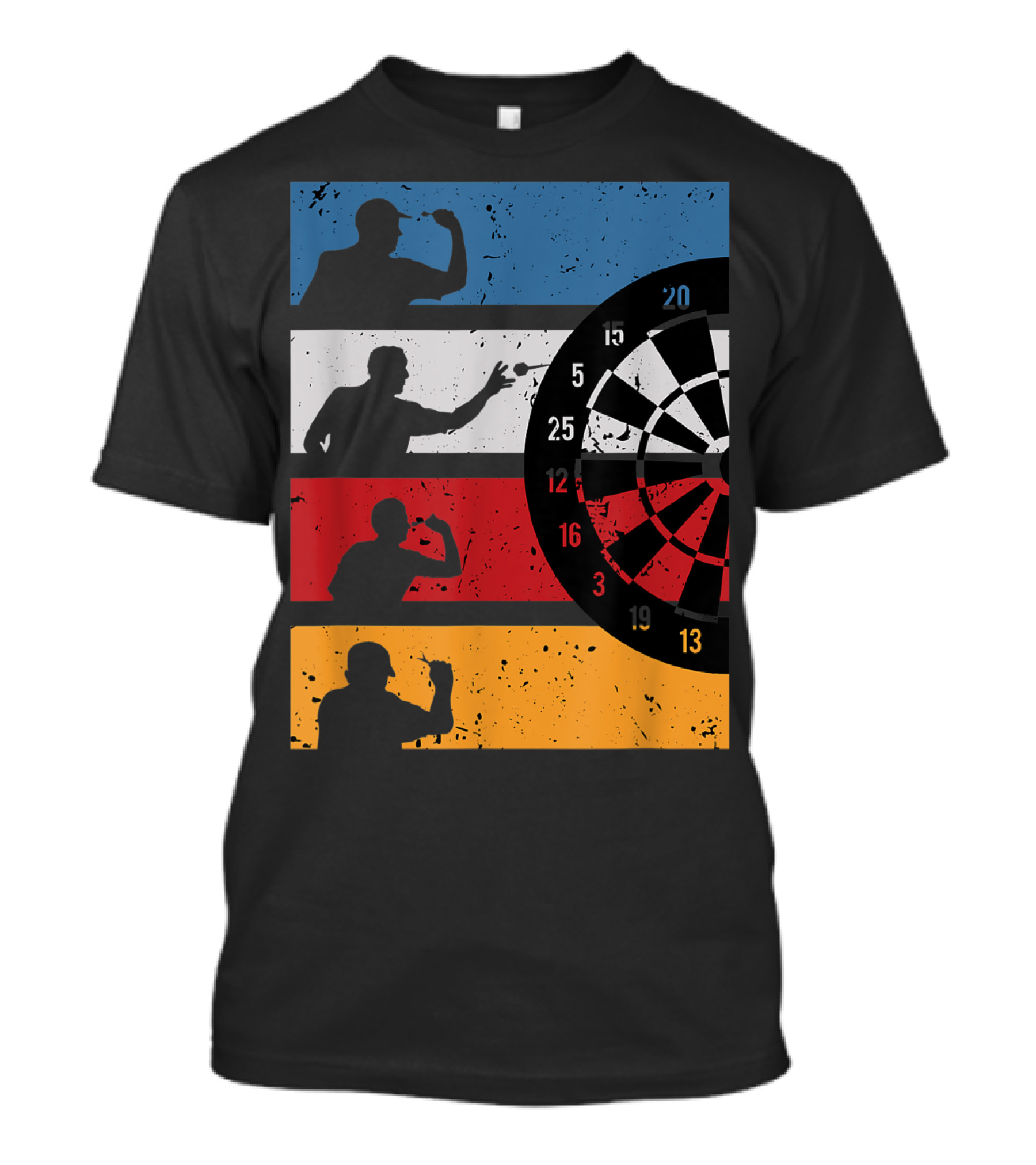 Vintage Dart Player Silhouettes With Dartboard And Club T-Shirt