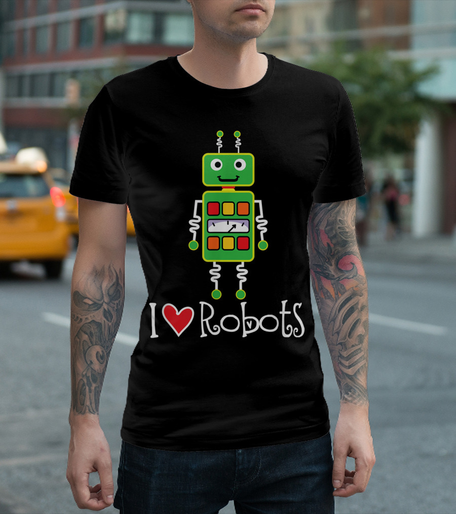 I Love Robots Cute Robot Lover Robotics Club Engineering T-Shirt