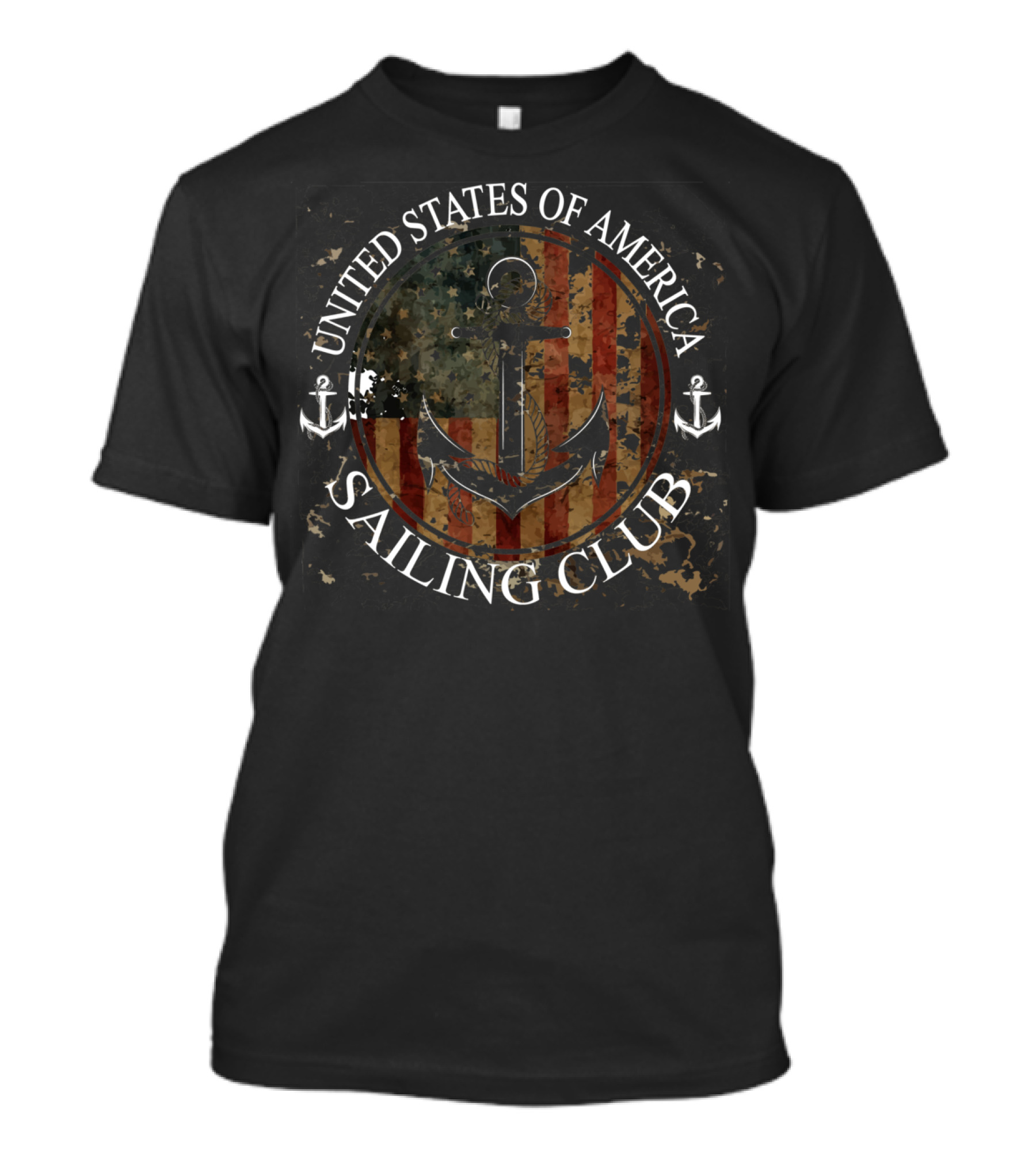 United States Of America Sailing Club Vintage Anchor Boating T-Shirt
