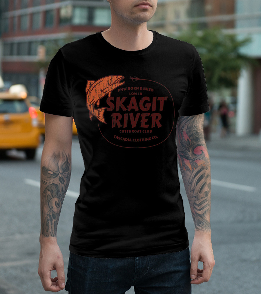 PNW Born and Bred Lower Skagit River Cutthroat Club Cascadia Clothing Co T-Shirt