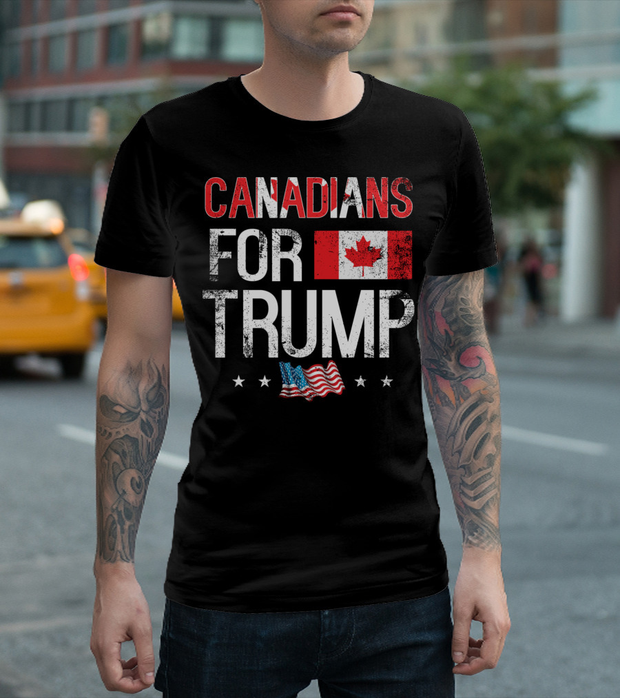 Canadians For Trump Canada Flag American Flag Supporter T-Shirt