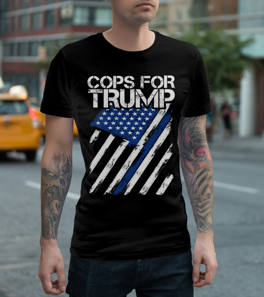 Cops For Trump Pro Police Support Thin Blue Line American Flag T-Shirt