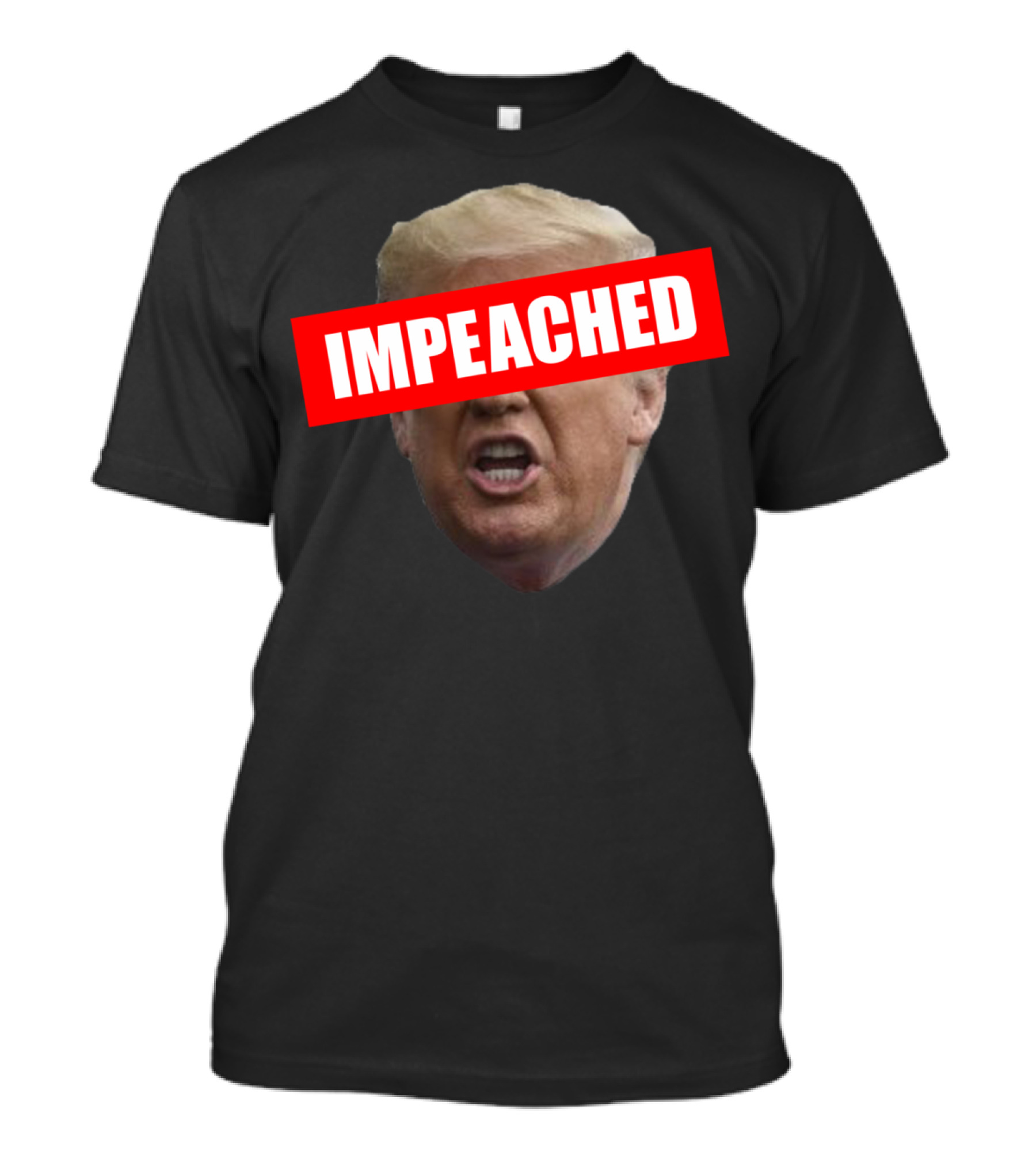 Impeached Trump 45 Face Red Block Typography T-Shirt