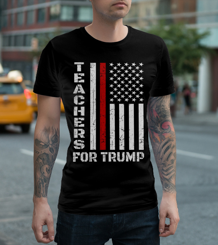 Teachers For Trump American Flag T-Shirt