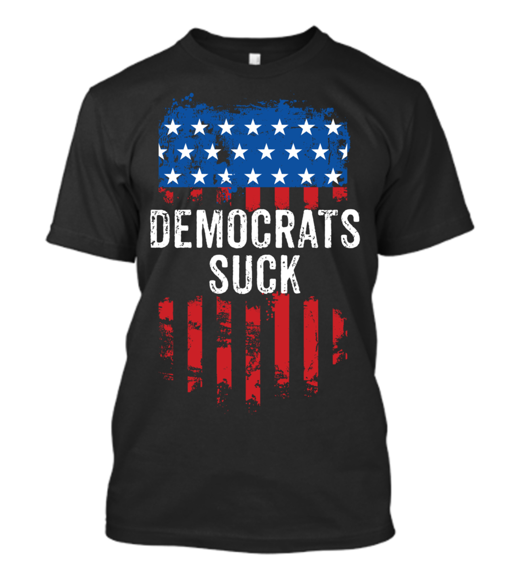 Democrats Suck Distressed Vintage American Flag Stars Stripes T-Shirt