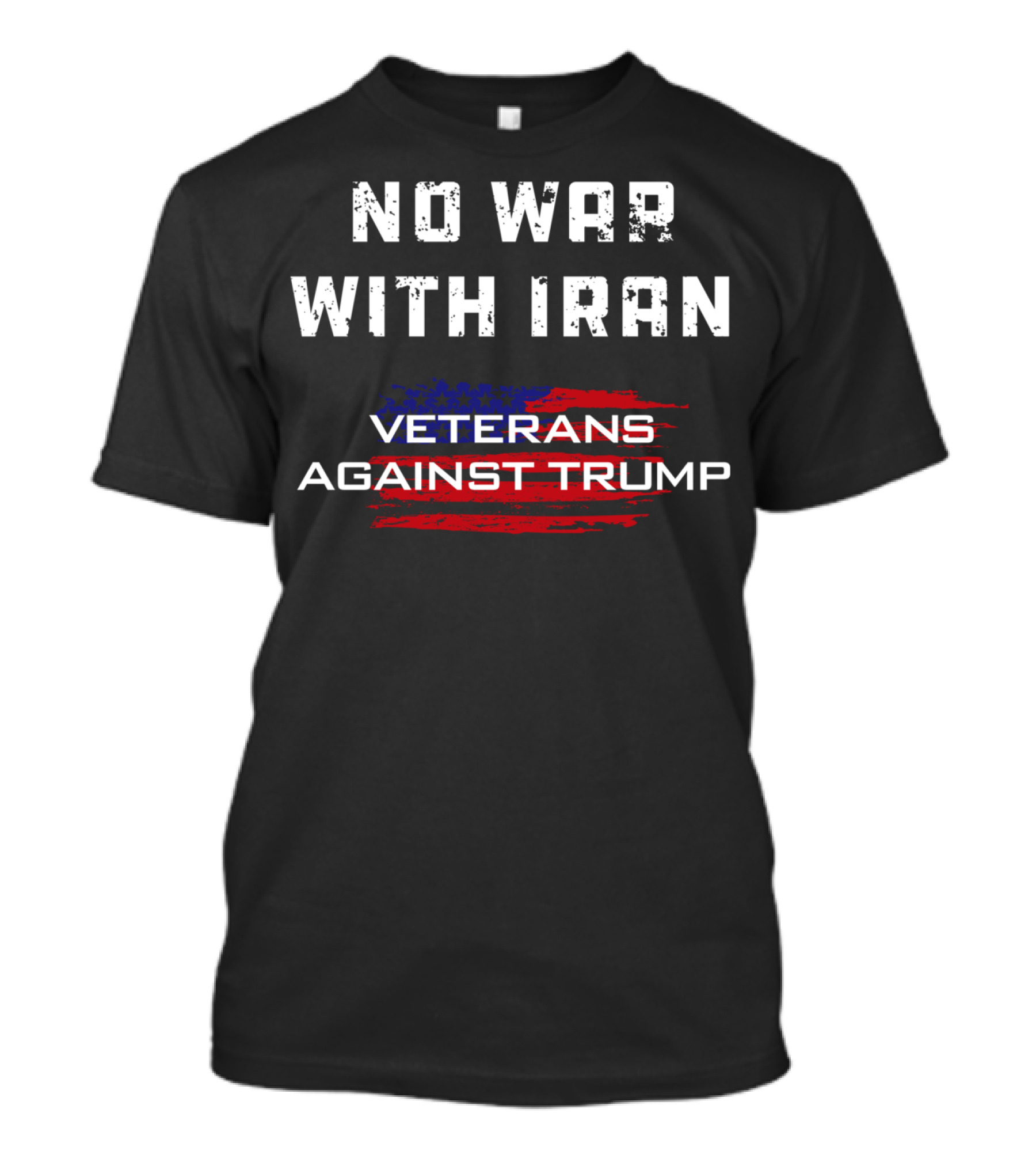 No War With Iran Veterans Against Trump American Flag Background T-Shirt