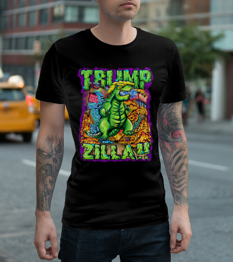 Trumpzilla Fake News Media Monster Explosion T-Shirt