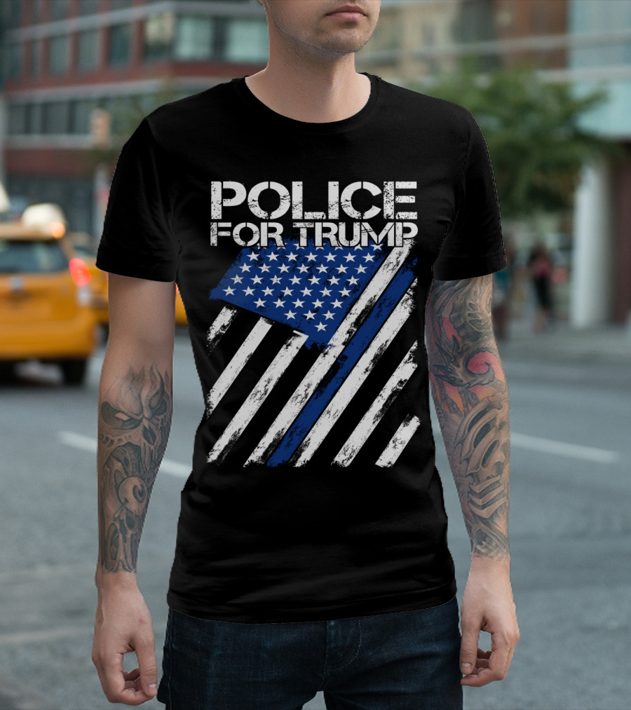Police For Trump Thin Blue Line American Flag T-Shirt