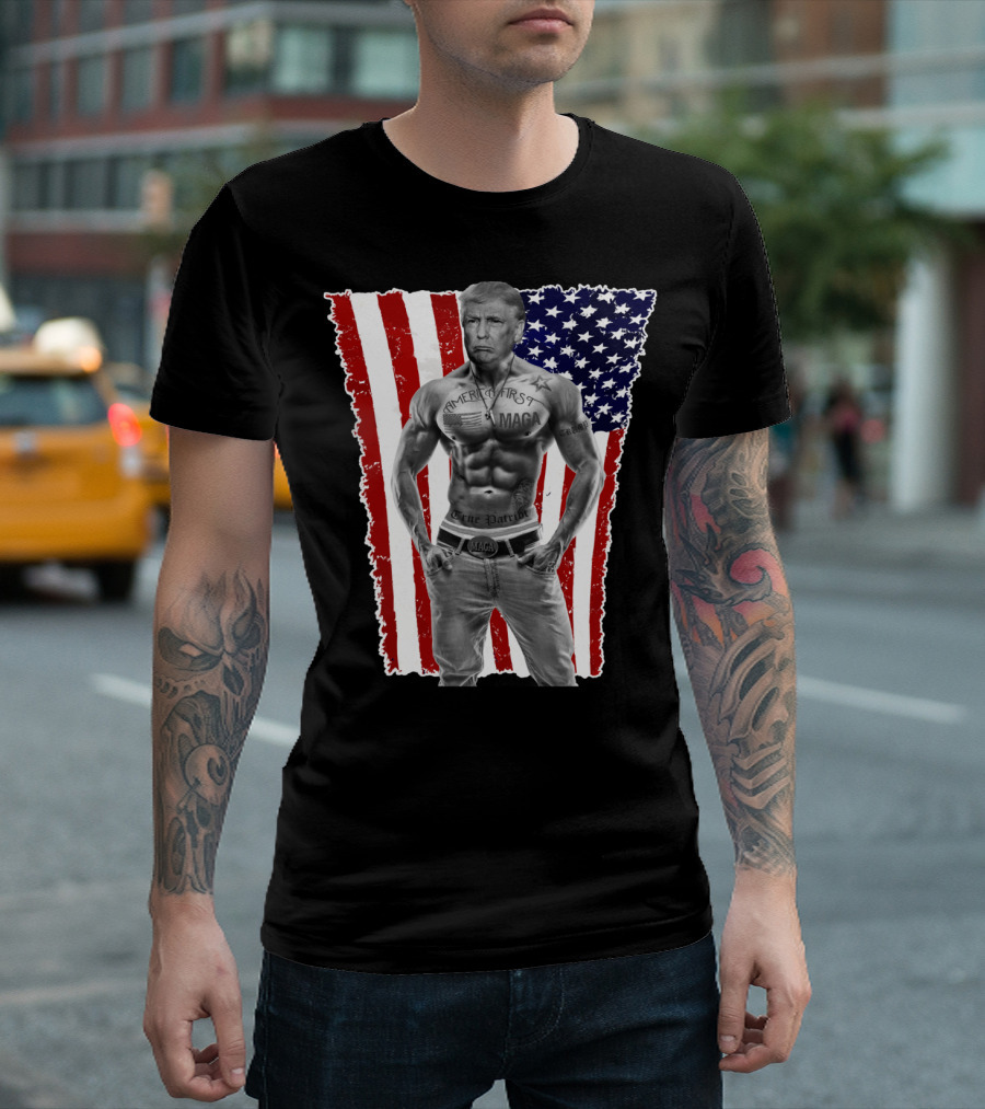 Gangster Pro Donald Trump Tattoo America First MAGA Republican T-Shirt