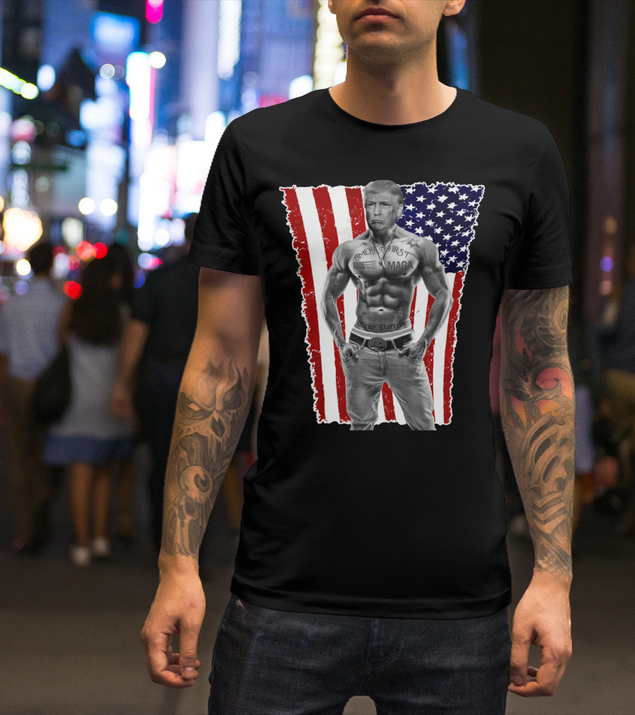 Gangster Pro Donald Trump Tattoo America First MAGA Republican T-Shirt