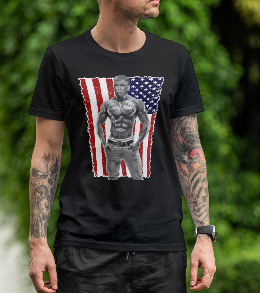 Gangster Pro Donald Trump Tattoo America First MAGA Republican T-Shirt