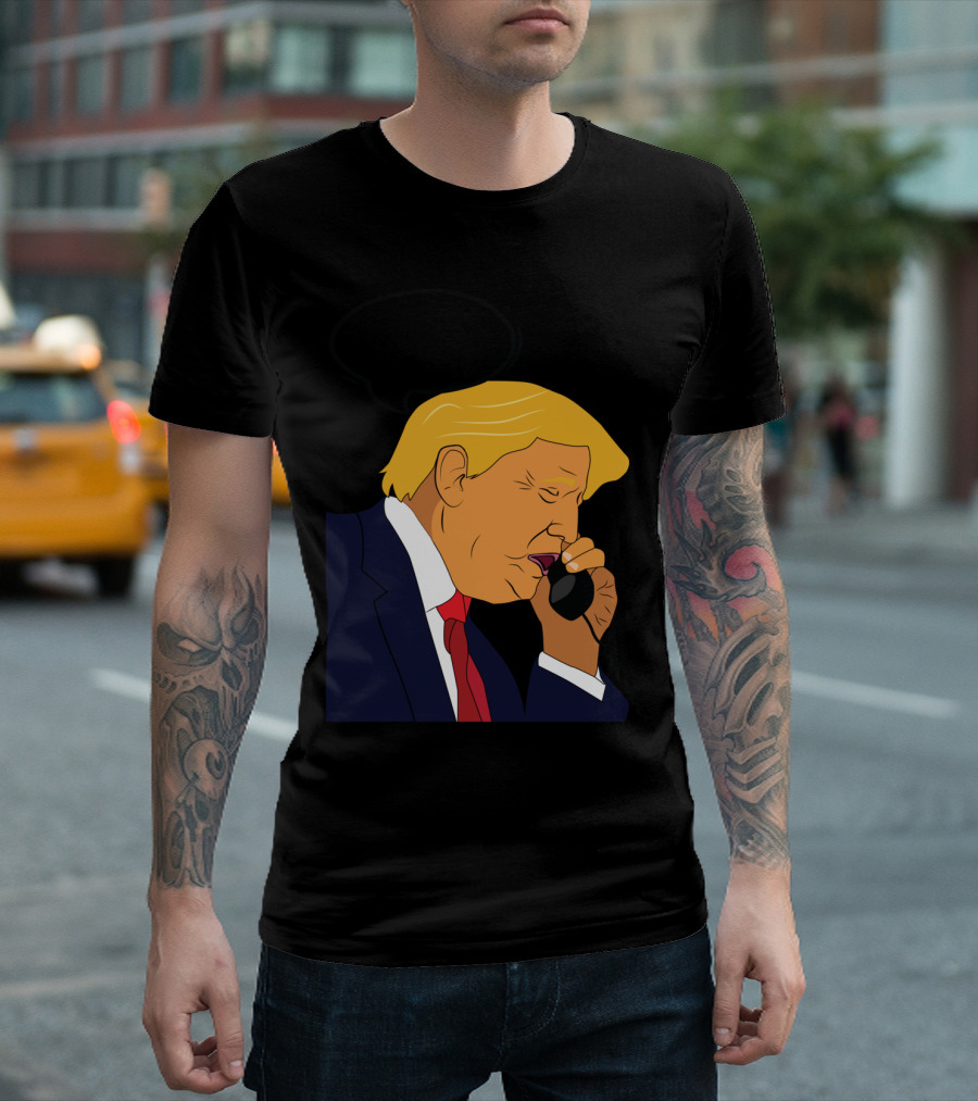 Trump Comic Style Phone Call Joke Miles not Missiles Iran T-Shirt