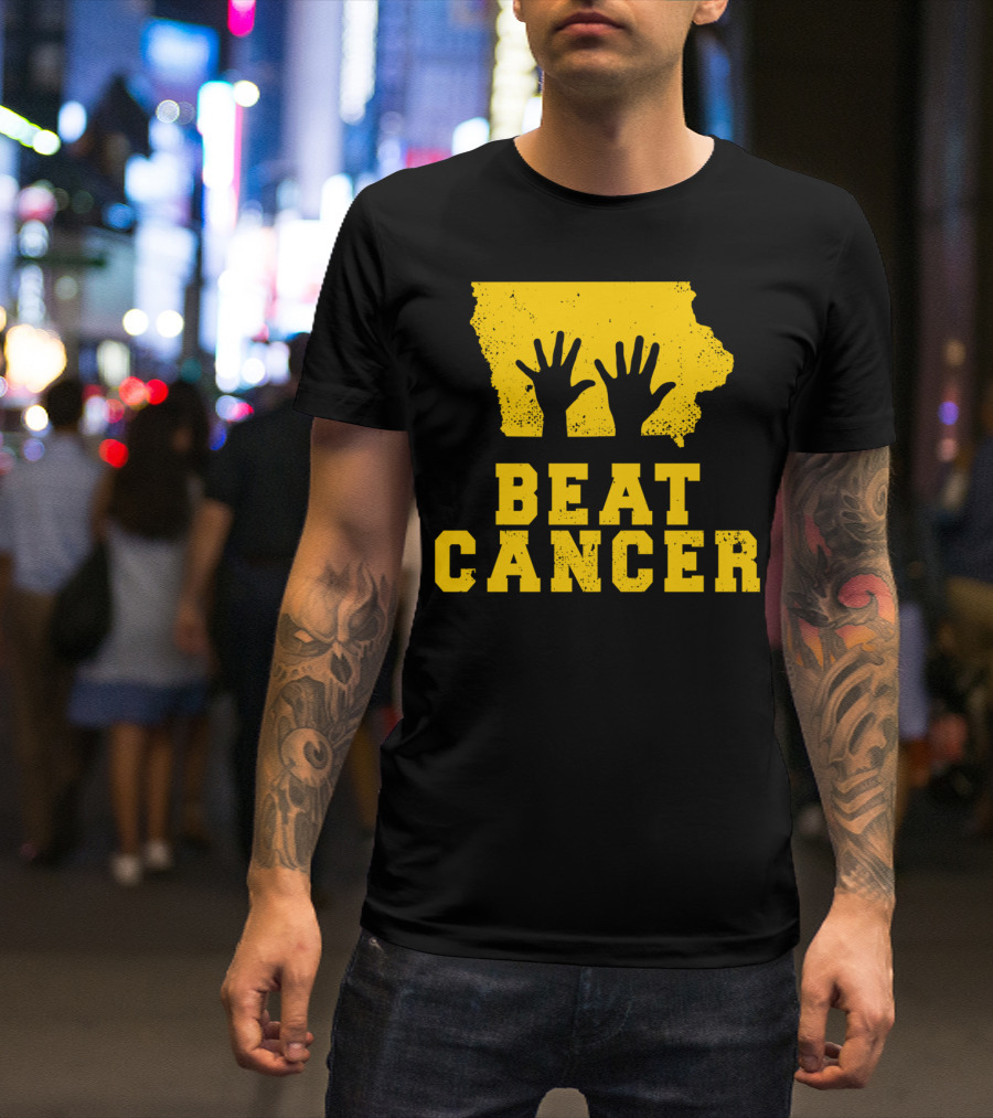 Beat Cancer Hands In Iowa Shape Pediatric Hospital Support T-Shirt