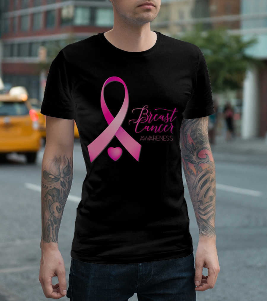 Breast Cancer Awareness Pink Ribbon Heart T-Shirt