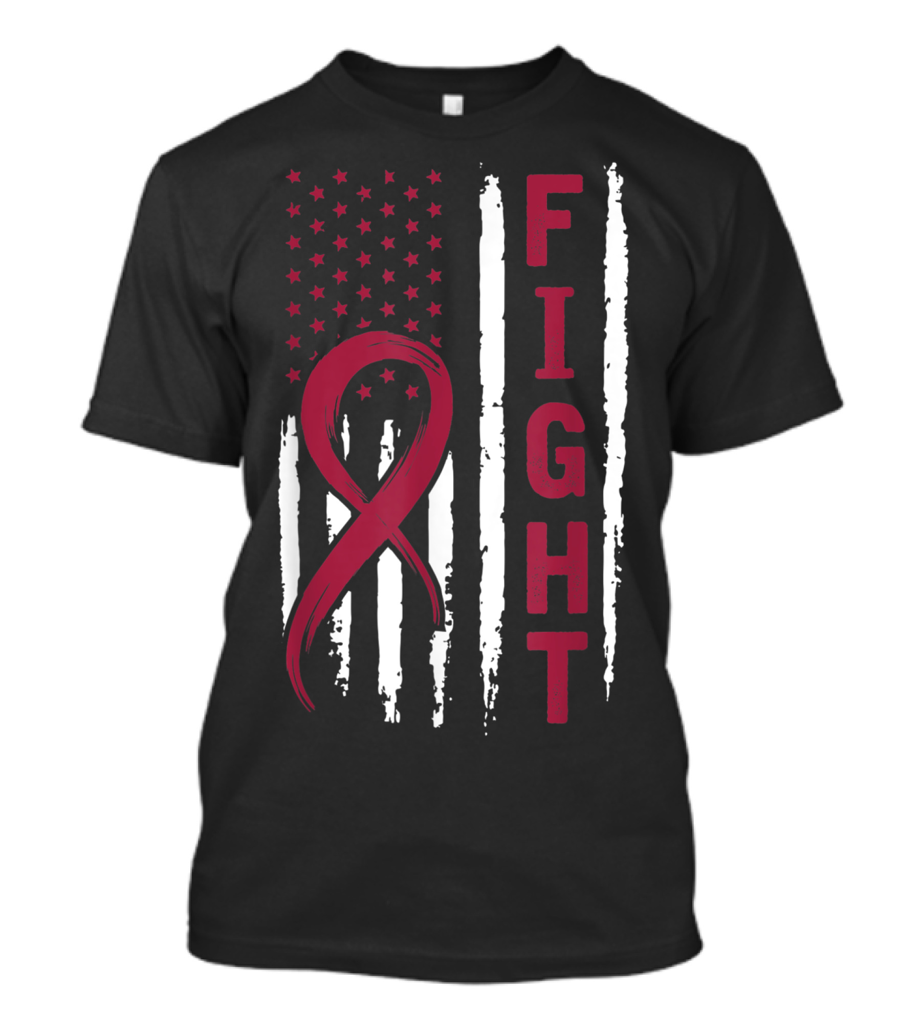 Fight Distressed American Flag Oral Cancer Awareness T-Shirt