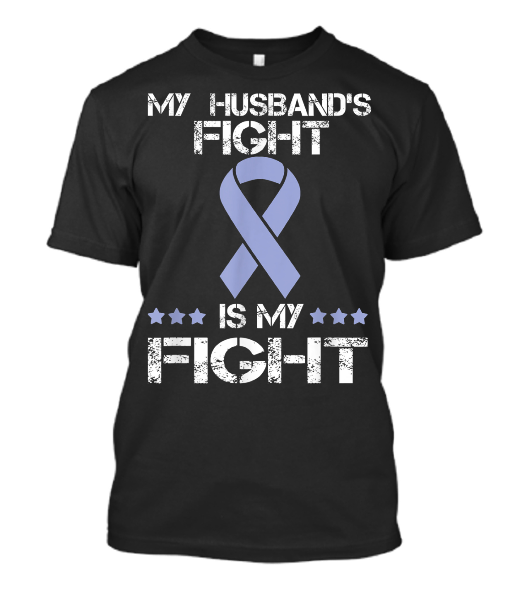 My Husband's Fight Is My Fight Esophageal Cancer Awareness Ribbon Stars T-Shirt