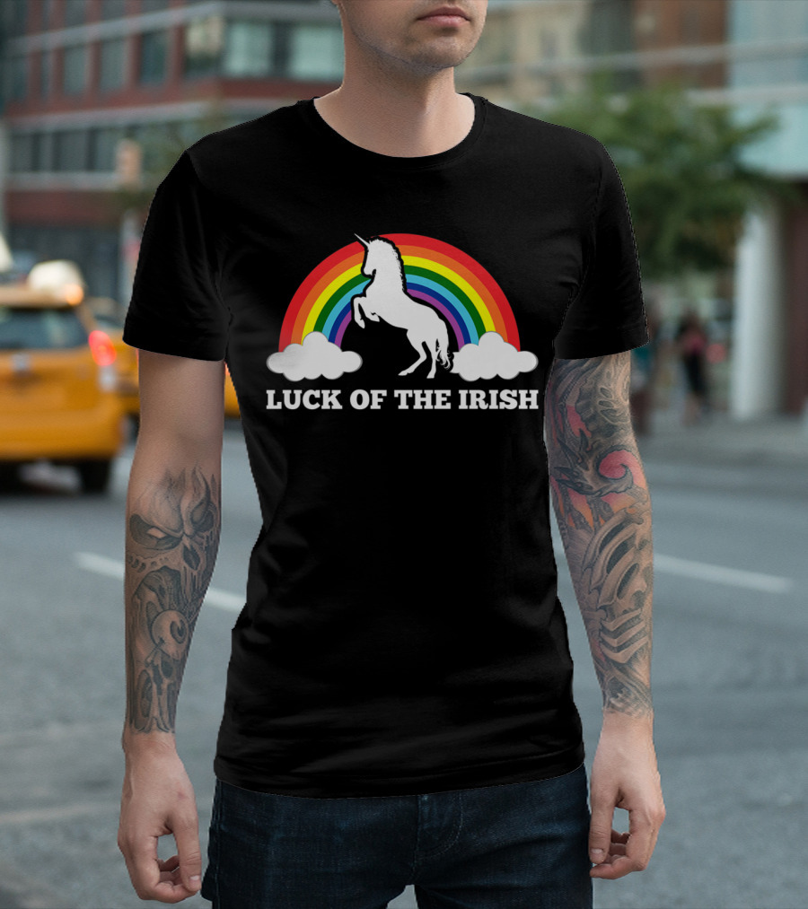 Luck Of The Irish Unicorn Rainbow Clouds St. Patrick's T-Shirt
