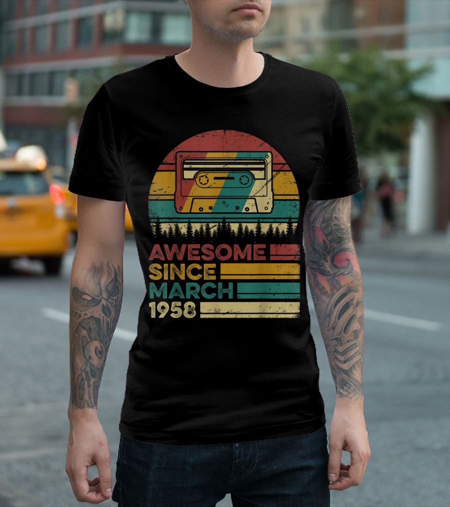 Awesome Since March 1958 Vintage Cassette Tape T-Shirt