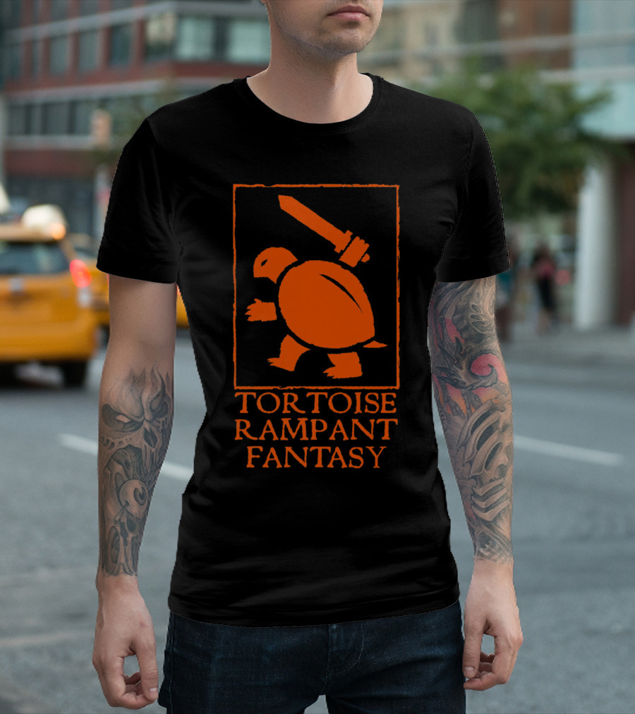 Tortoise Rampant Fantasy Orange Sword T-Shirt