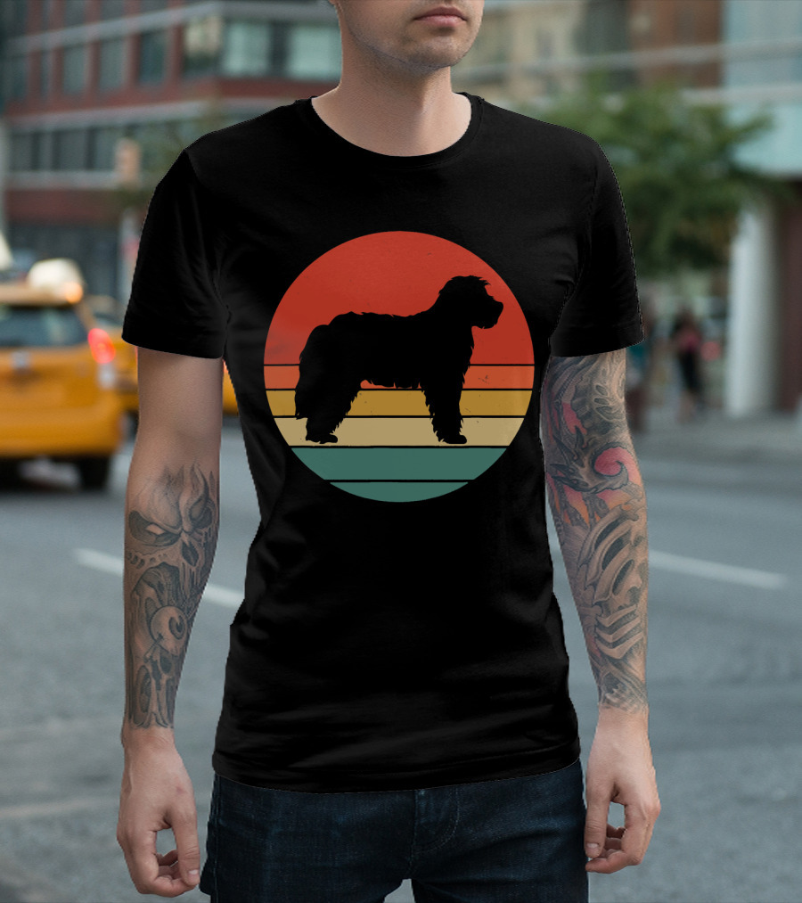 Bernedoodle Retro 60s Dog Silhouette Sunset Vintage T-Shirt