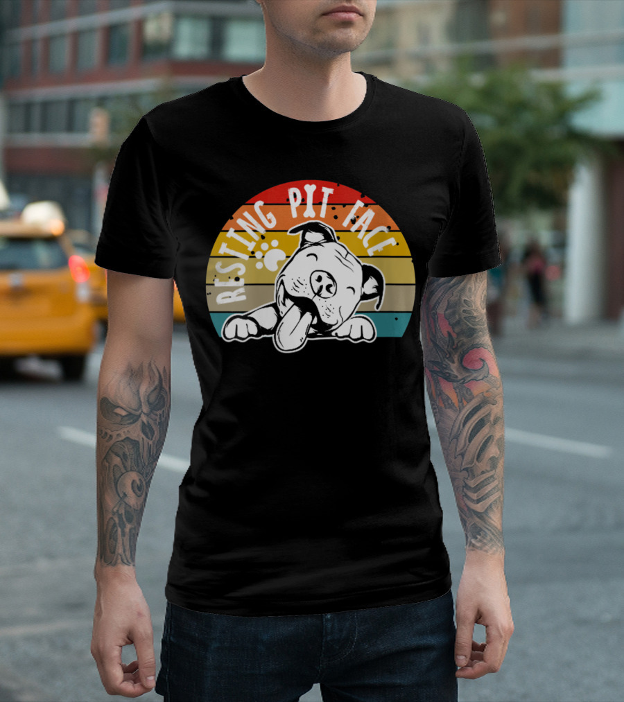Resting Pit Face Dog Pitbull Paw Print Great T-Shirt