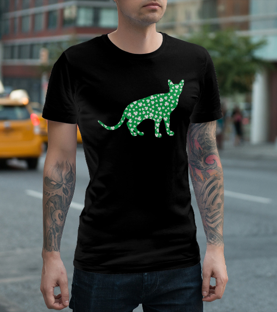 Abyssinian Cat Clover Print for St Patrick Day Pet Lovers T-Shirt