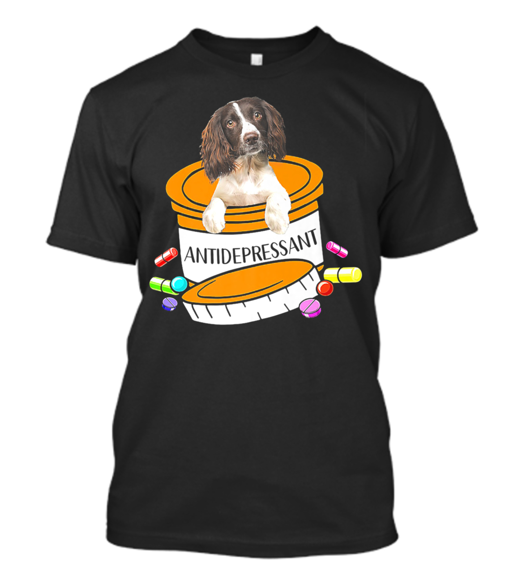English Springer Spaniel Antidepressant Capsule Container T-Shirt