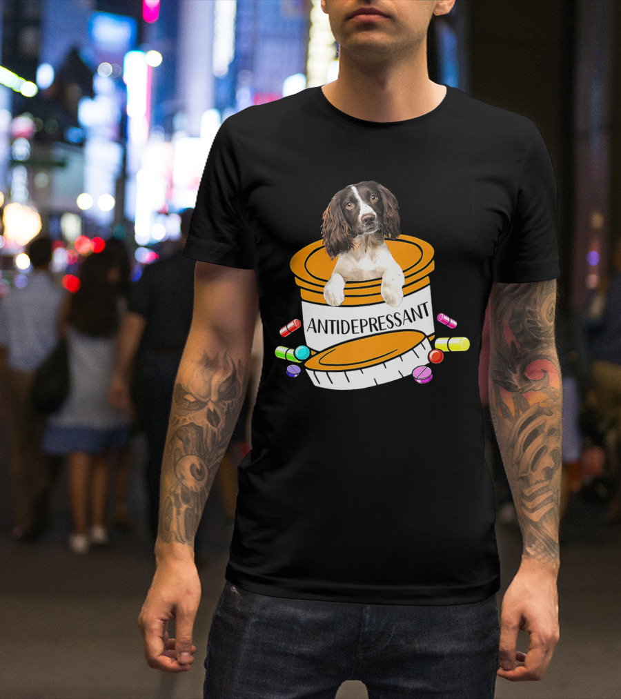 English Springer Spaniel Antidepressant Capsule Container T-Shirt