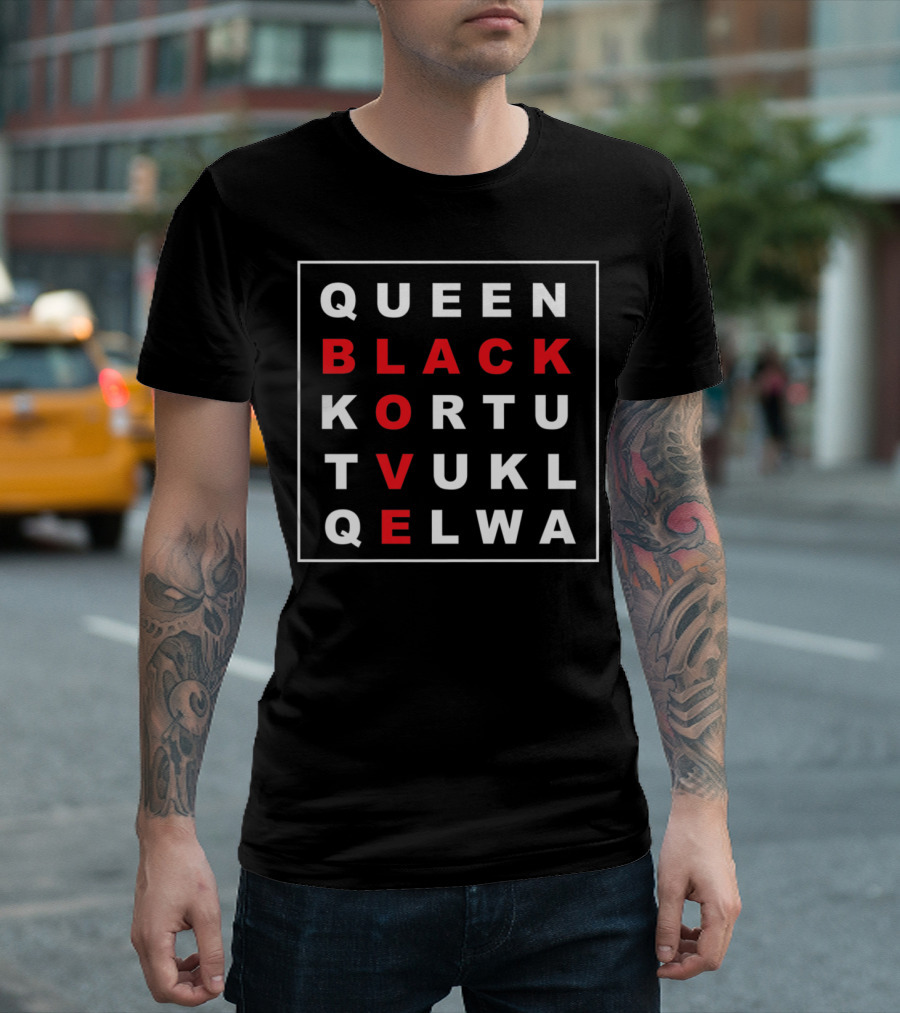 QUEEN BLACK LOVE WORD SEARCH PUZZLE RED T-Shirt