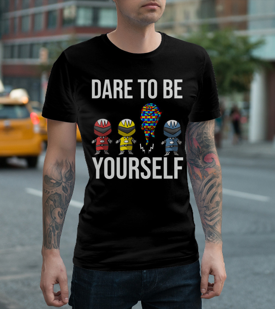 Dare To Be Yourself Cute Autistic Puzzle Superheroes T-Shirt