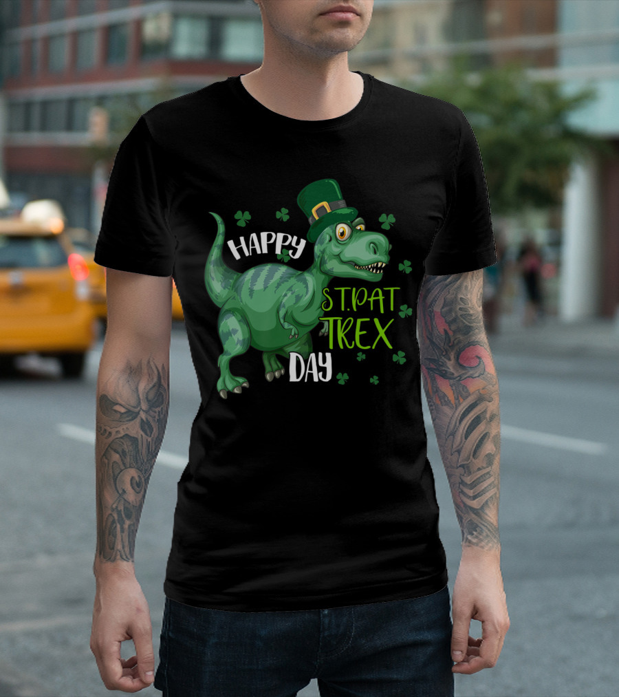 Happy St Pat Trex Day Dinosaur T-Shirt