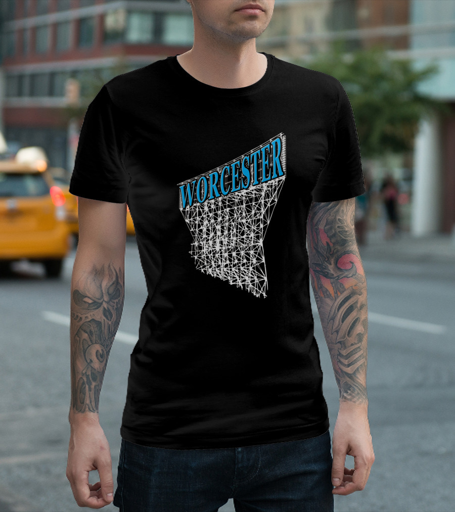 Worcester Industrial Heritage Typographic Wireframe Structure T-Shirt