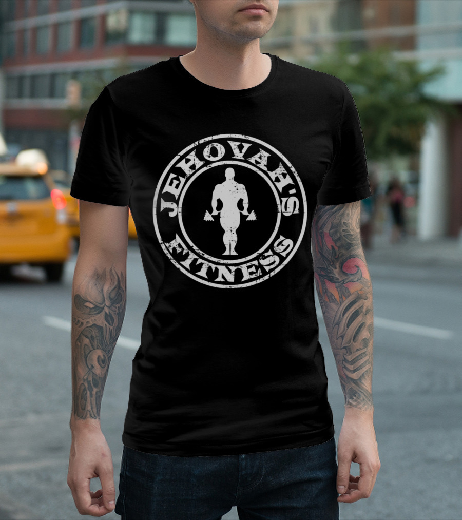 Jehovah's Fitness Funny Gym Workout Silhouette With Dumbbells T-Shirt