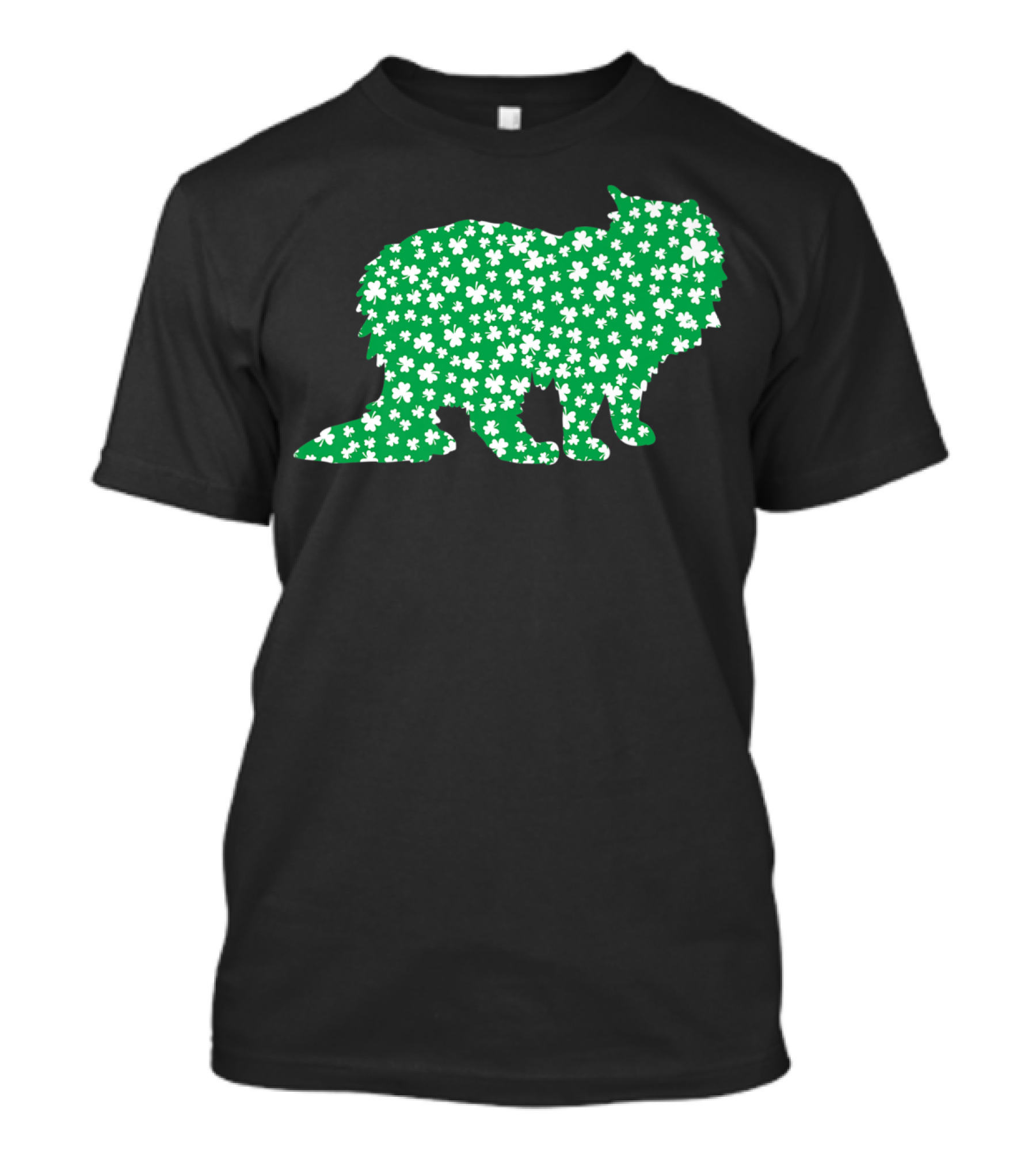 Ragamuffin Cat Silhouette With Shamrocks St Patrick's Day Pet Lovers T-Shirt