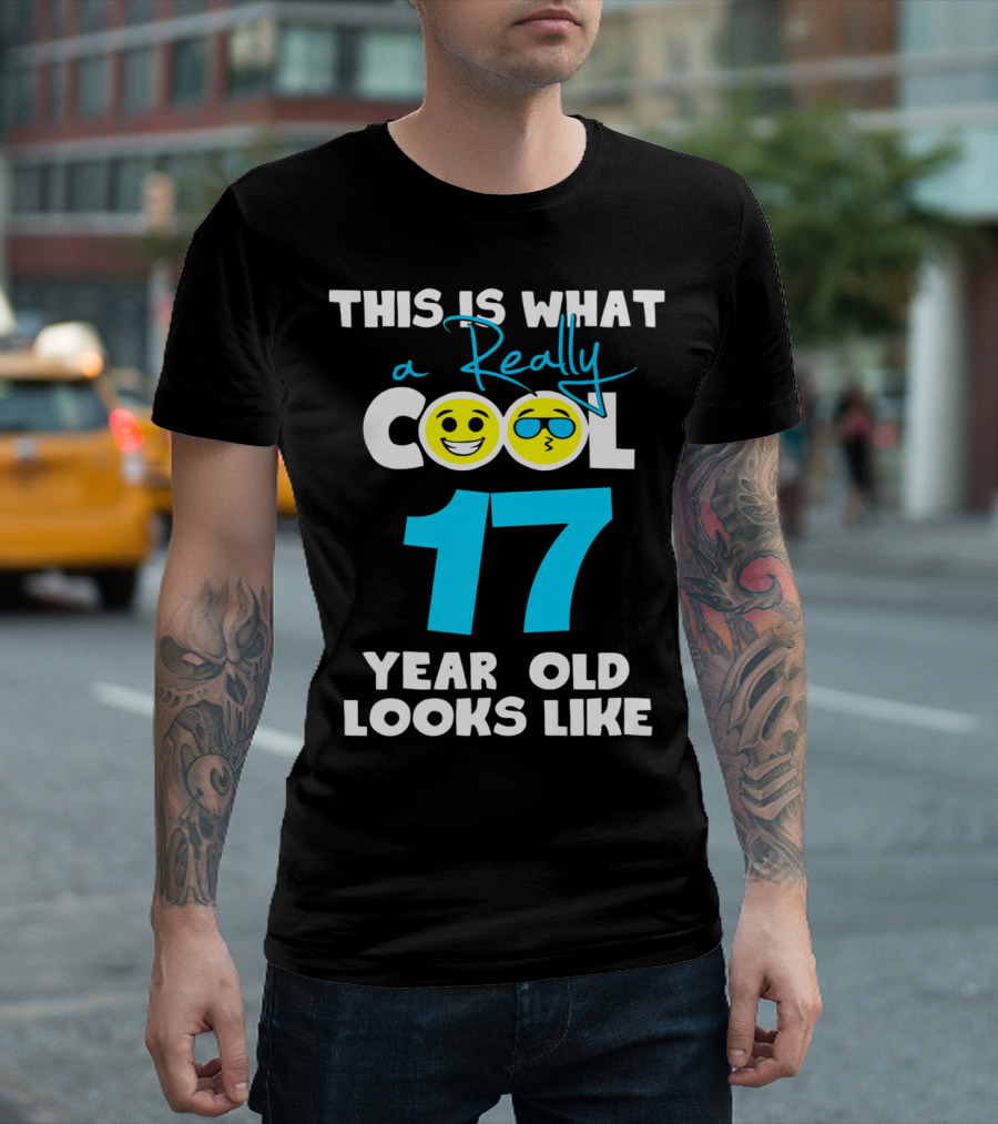 THIS IS WHAT A REALLY COOL 17 YEAR OLD LOOKS LIKE EMOJI SMILEY FACE SUNGLASSES T-Shirt