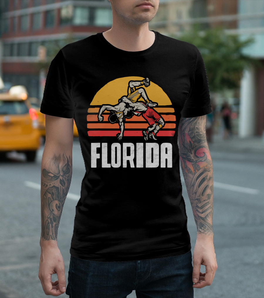 Florida Sunset Vintage Wrestling Wrestlers T-Shirt