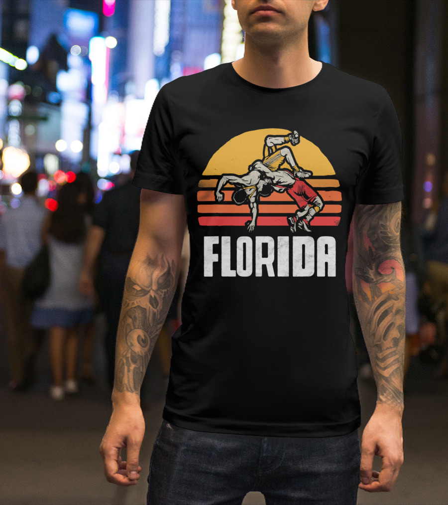 Florida Sunset Vintage Wrestling Wrestlers T-Shirt