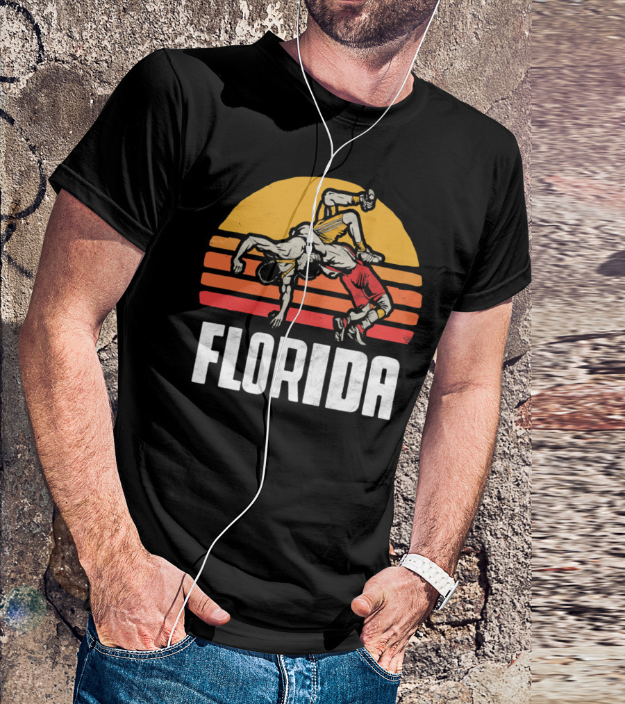 Florida Sunset Vintage Wrestling Wrestlers T-Shirt