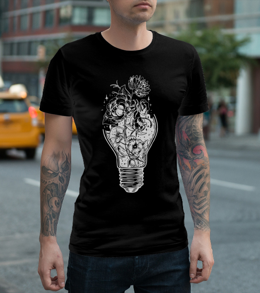 Flower Light Bulb Power Tree Peace Floral T-Shirt