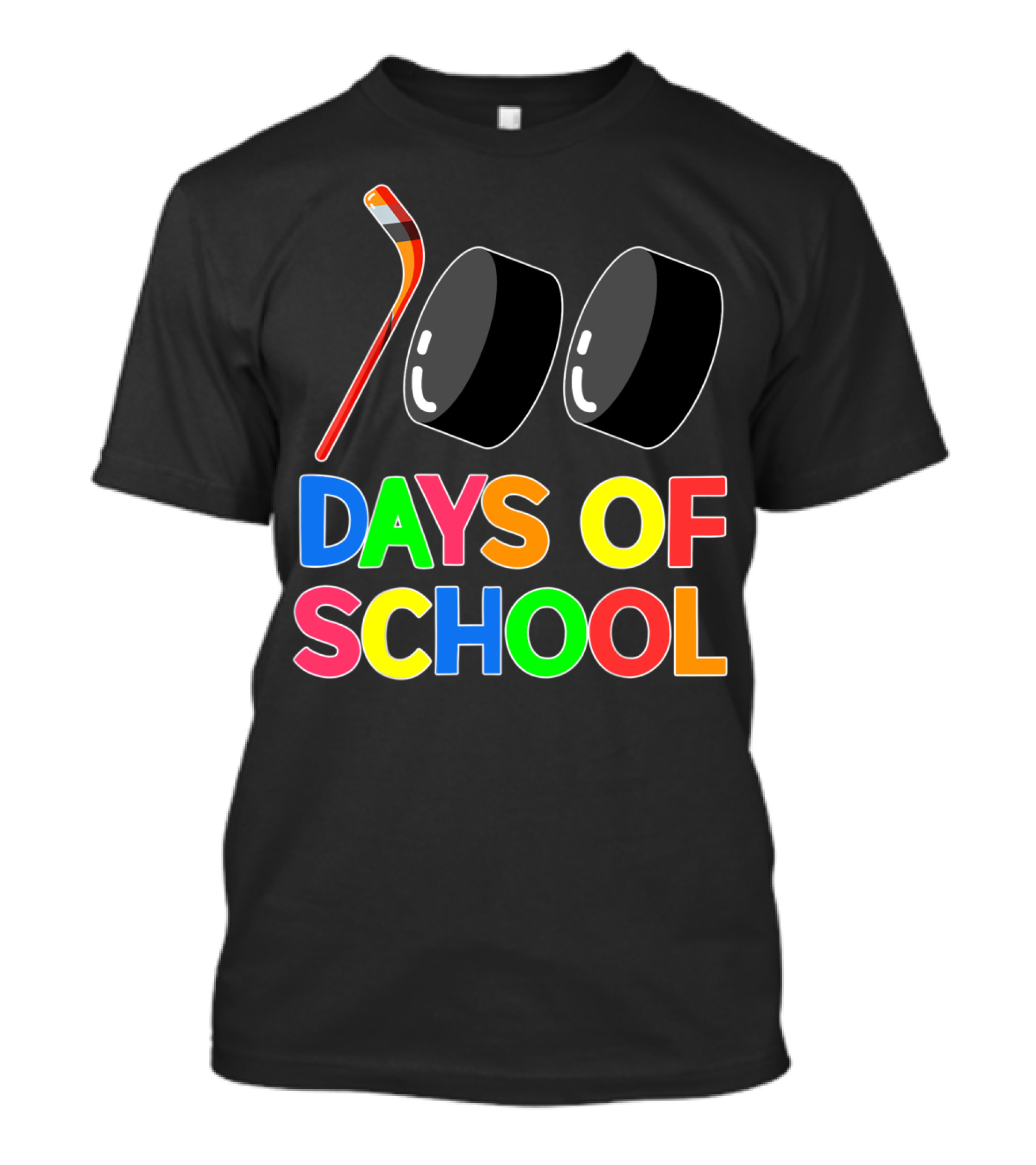 100 Days Of School Hockey Puck And Stick T-Shirt